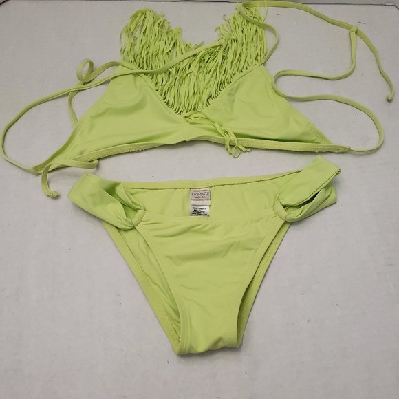 l*space L * Space Swim Swimsuit Fringe Audrey Halter & Bikini Set S - Picture 2 of 9